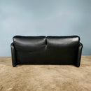 Maralunga Black Leather 2 Seater Sofa Vico Magistretti Cassina