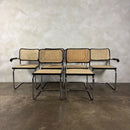 Six Black Marcel Breuer Cesca Bauhaus Dining Chairs With Matching Extending Dining Table Mid Century Vintage Retro MCM