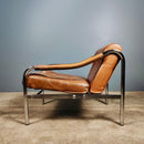 SOLD Mid Century Pieff Beta Tan Brown Leather Armchair Lounge Chair Vintage Retro MCM