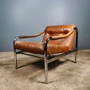 SOLD Mid Century Pieff Beta Tan Brown Leather Armchair Lounge Chair Vintage Retro MCM