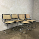 Six Black Marcel Breuer Cesca Bauhaus Dining Chairs With Matching Extending Dining Table Mid Century Vintage Retro MCM
