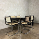 Six Black Marcel Breuer Cesca Bauhaus Dining Chairs With Matching Extending Dining Table Mid Century Vintage Retro MCM