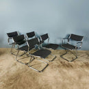 SOLD 6 x Charcoal Black Grey Bouclé Mid Century Chrome Dining Chairs Vintage Retro MCM