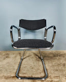 SOLD 6 x Charcoal Black Grey Bouclé Mid Century Chrome Dining Chairs Vintage Retro MCM