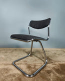 SOLD 6 x Charcoal Black Grey Bouclé Mid Century Chrome Dining Chairs Vintage Retro MCM