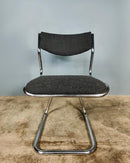 SOLD 6 x Charcoal Black Grey Bouclé Mid Century Chrome Dining Chairs Vintage Retro MCM