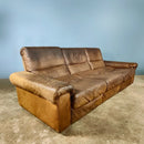 SOLD Vintage De Sede Exclusive DS66 Brown Leather Tan Three Seater Sofa & Matching Armchair Mid Century Retro