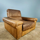 SOLD Vintage De Sede Exclusive DS66 Brown Leather Tan Three Seater Sofa & Matching Armchair Mid Century Retro