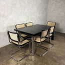 Six Black Marcel Breuer Cesca Bauhaus Dining Chairs With Matching Extending Dining Table Mid Century Vintage Retro MCM