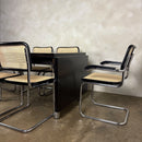 Six Black Marcel Breuer Cesca Bauhaus Dining Chairs With Matching Extending Dining Table Mid Century Vintage Retro MCM