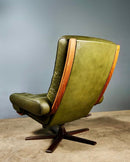 SOLD Mid Century Göte Möbler Nässjö Leather Swivel Chair Lounge Armchair Vintage Retro MCM