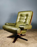 SOLD Mid Century Göte Möbler Nässjö Leather Swivel Chair Lounge Armchair Vintage Retro MCM