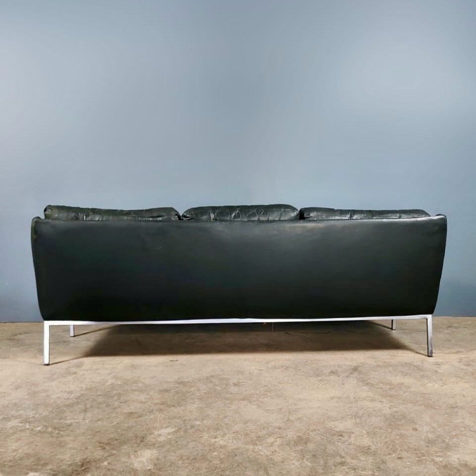 SOLD Roland Rainer Bauhaus For WK Möbel Vienna Dark Green Leather 3 Seater Sofa