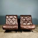 SOLD Pair Of Tetrad Nucleus Brown Leather Chairs Sofa Mid Century Vintage Retro MCM