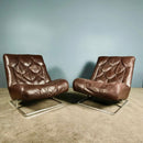 SOLD Pair Of Tetrad Nucleus Brown Leather Chairs Sofa Mid Century Vintage Retro MCM