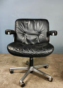 SOLD Mid Century Giroflex Swivel Black Leather Desk Office Chair Karl Dittert Martin Stoll Vintage Retro MCM