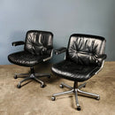 SOLD Mid Century Giroflex Swivel Black Leather Desk Office Chair Karl Dittert Martin Stoll Vintage Retro MCM