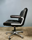 SOLD Mid Century Giroflex Swivel Black Leather Desk Office Chair Karl Dittert Martin Stoll Vintage Retro MCM