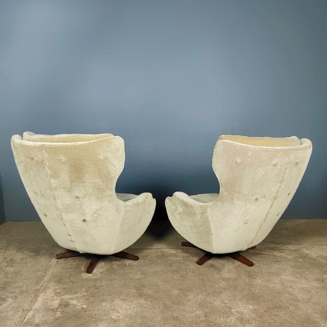 SOLD Pair Of Parker Knoll Statesman Swivel Egg Lounge Chairs Mid Century Vintage Retro MCM