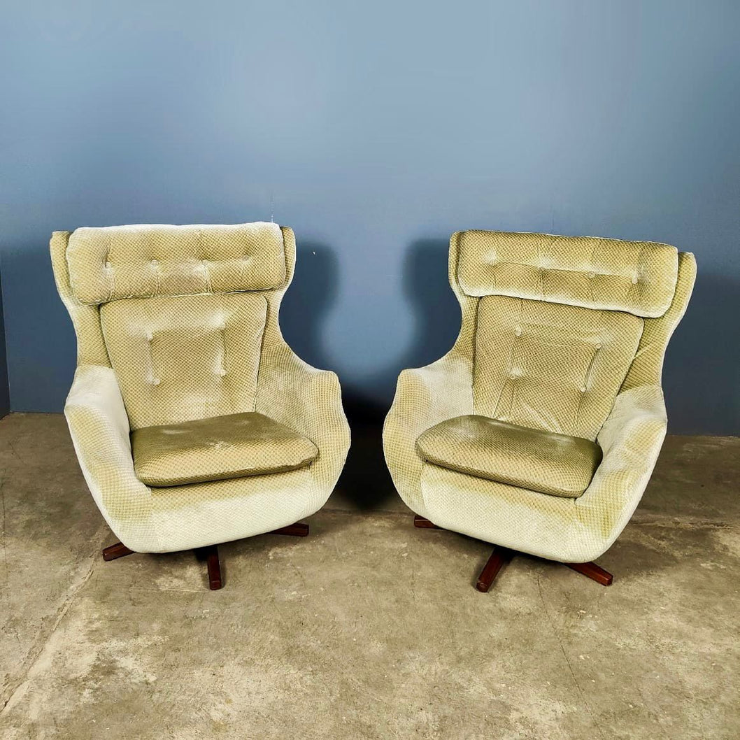 SOLD Pair Of Parker Knoll Statesman Swivel Egg Lounge Chairs Mid Century Vintage Retro MCM