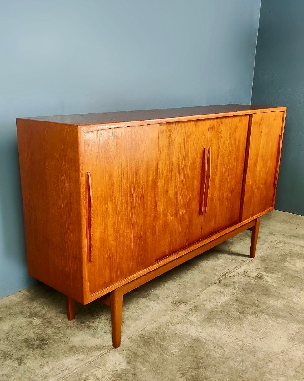 SOLD E.W Bach For Sejling Skabe Teak Danish Sliding Sideboard Credenza Mid Century Vintage Retro MCM