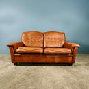 SOLD Mid Century Madsen & Schubell Two Seater Sofa Tan Brown Leather Vintage Retro MCM