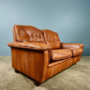 SOLD Mid Century Madsen & Schubell Two Seater Sofa Tan Brown Leather Vintage Retro MCM