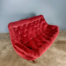 SOLD 2 Seater Pink Red Velvet Egg Sofa Mid Century Vintage Retro MCM