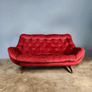 SOLD 2 Seater Pink Red Velvet Egg Sofa Mid Century Vintage Retro MCM