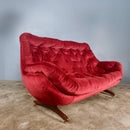 SOLD 2 Seater Pink Red Velvet Egg Sofa Mid Century Vintage Retro MCM