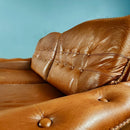 SOLD Mid Century Madsen & Schubell Two Seater Sofa Tan Brown Leather Vintage Retro MCM