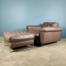 SOLD De Sede Robert Haussmann DS-P Leather Armchair & Matching Footstool/Ottoman Mid Century Vintage